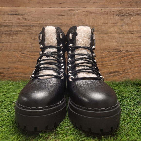 New Marc Fisher LTD Nairy Lace-Up Genuine Shearling Lug Sole Bootie sz 9 - Picture 6 of 10
